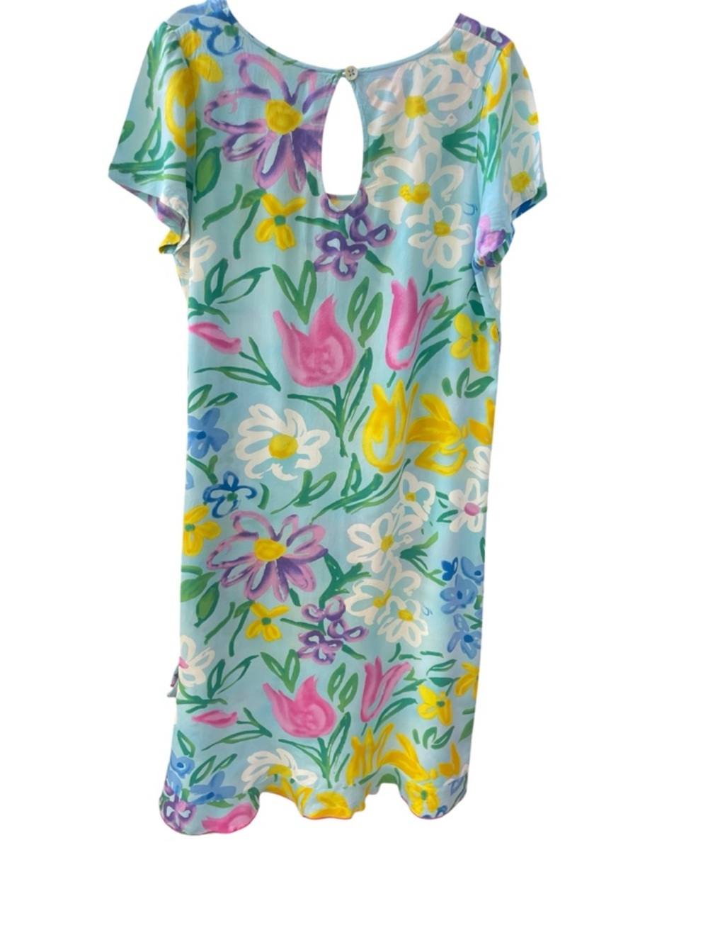 Jams World Light Blue Floral Shift Dress with Yellow, Pink & White Blooms - Picture 2 of 4